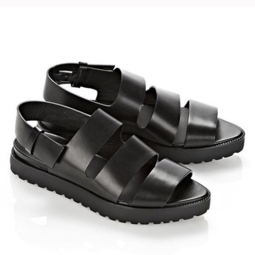 Super Chic! Alexander Wang Alisha Fisherman Black Leather Sandals